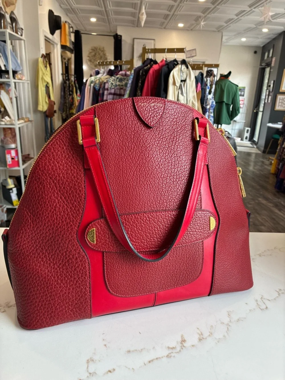 Marc Jacob’s Red Structured Dome Tote Bag - Picture 2 of 10